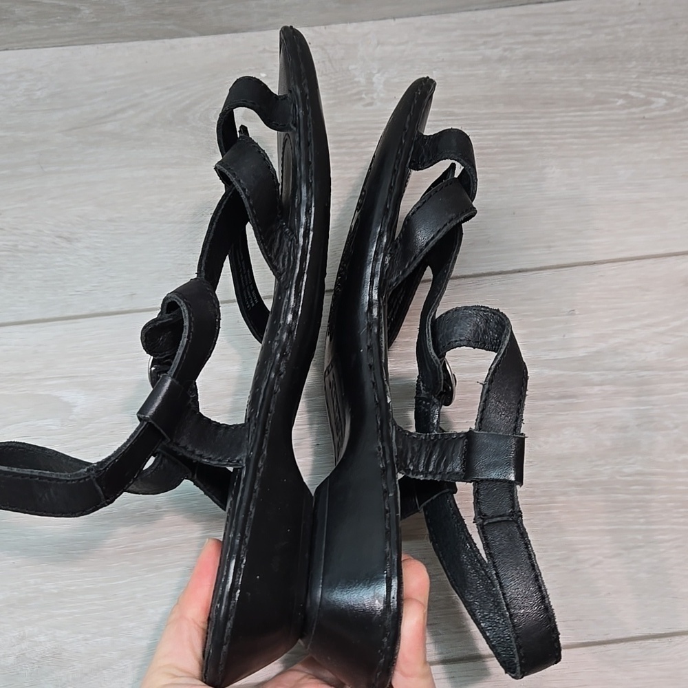 Born Women Leather Sandals Heels Open Toe Sandals shoes sz 9 - Picture 8 of 10